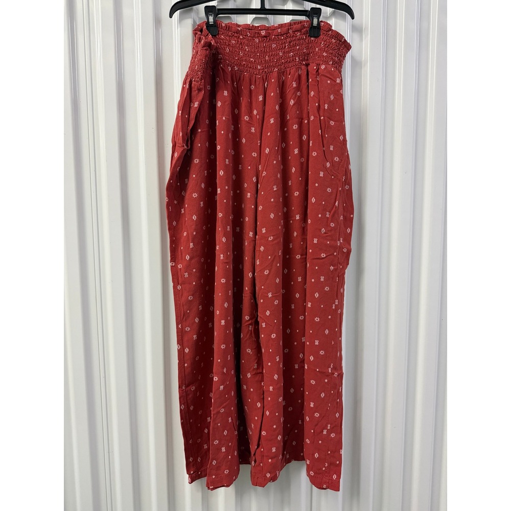 Torrid Wide Leg Pants Womens 3R Red Excellent Smocked Boho Geometric 40435611